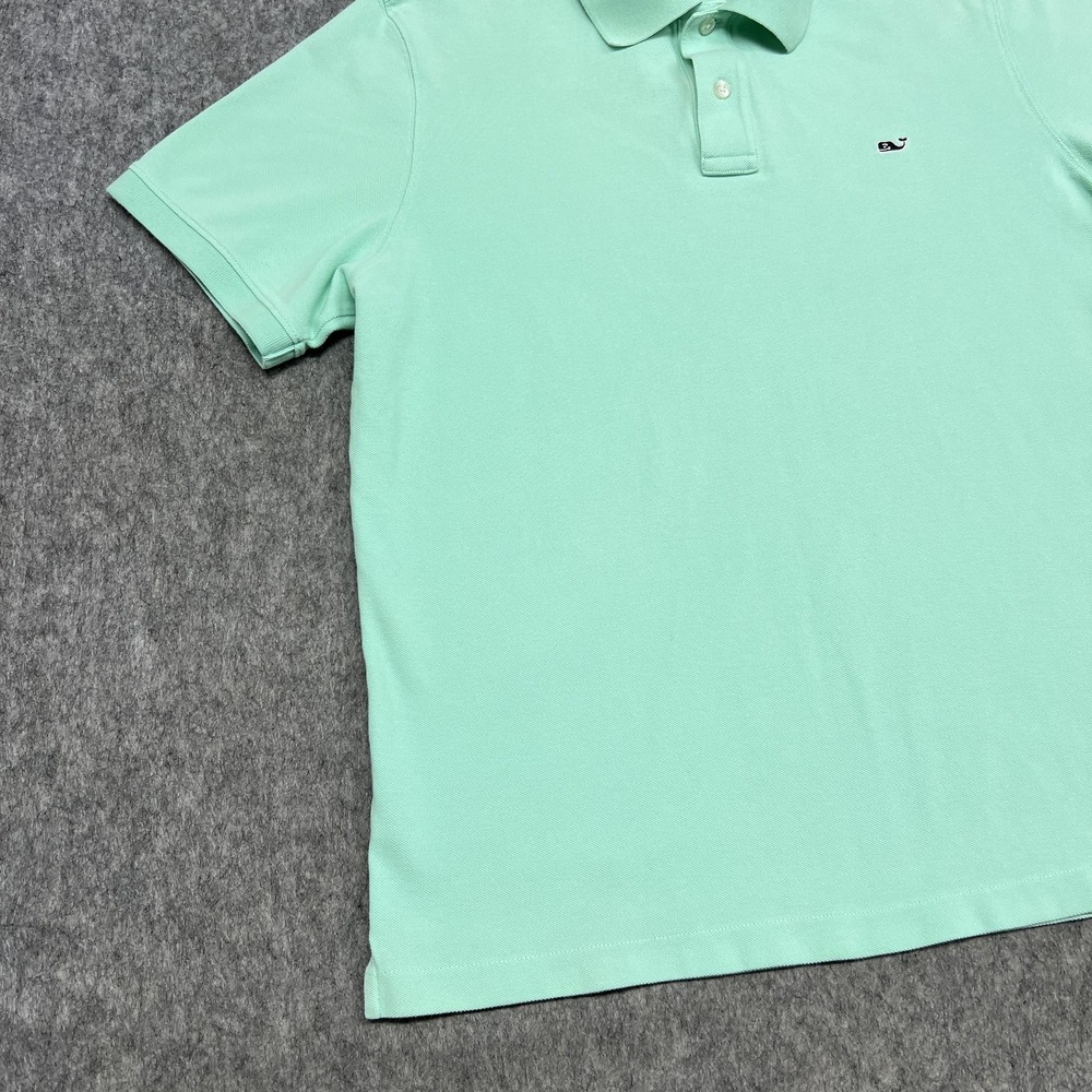 Vineyard Vines Polo Shirt Mens Large Green Slim Fit 100% Cotton Pique Whale Logo - Picture 8 of 16